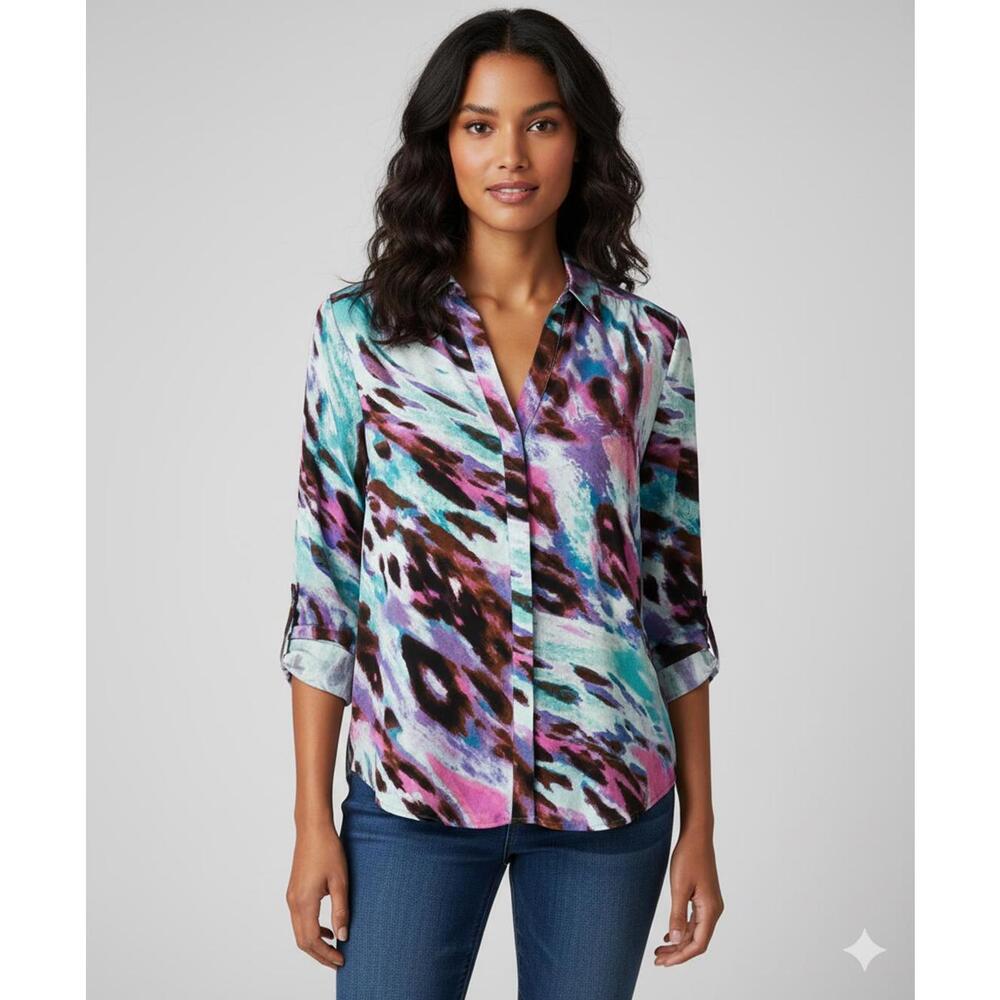 Dana Buchman Women's Polyester Button Up Blouse Size Small